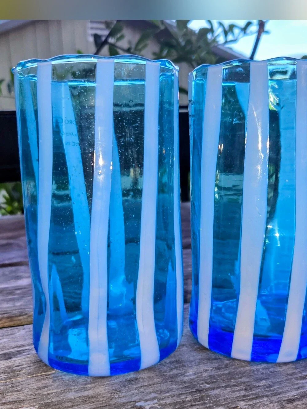 Alessandro Coppola Arte di Murano Italy Blue Glass 20 Oz. Tumblers - Set of 2